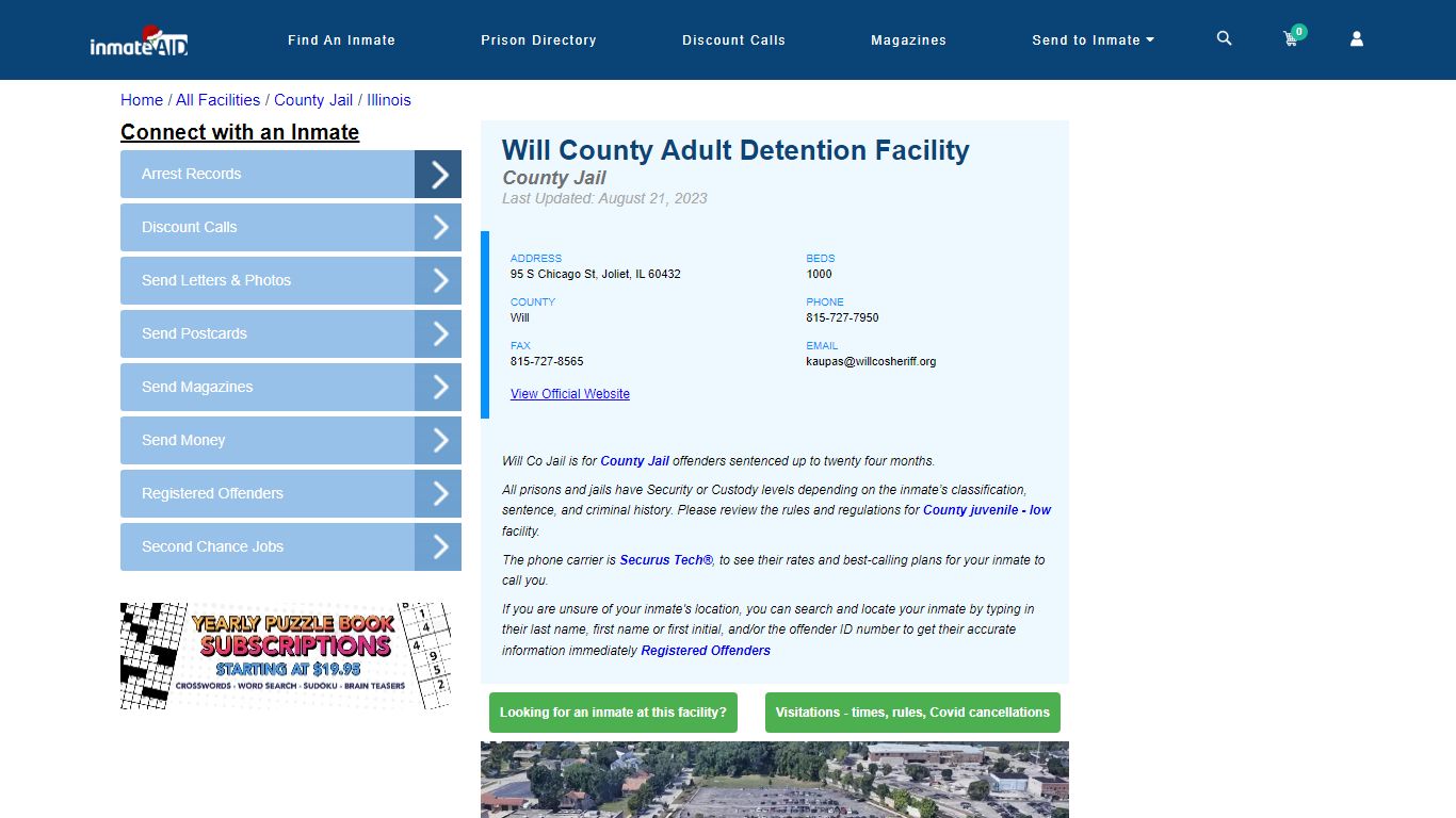 Will County Adult Detention Facility - Inmate Locator - Joliet, IL